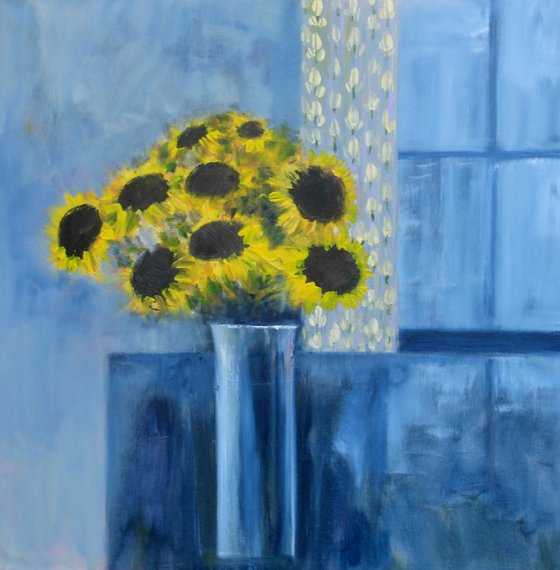 Sunflowers on Blue