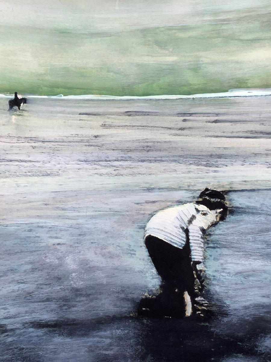 Landscape Oil Painting By Sinisa Alujevic, 12 X 16", Infant Waves, Original Artwork