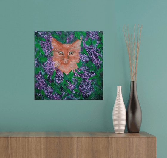 Red in wild lilac / Original Painting