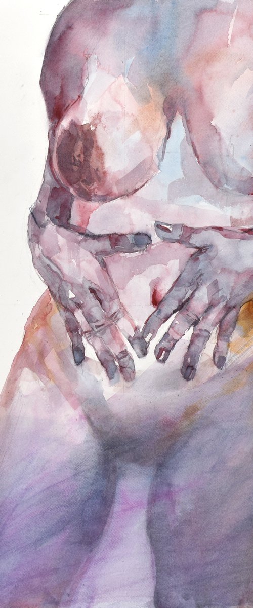 nude with spread fingers by Goran Žigolić Watercolors
