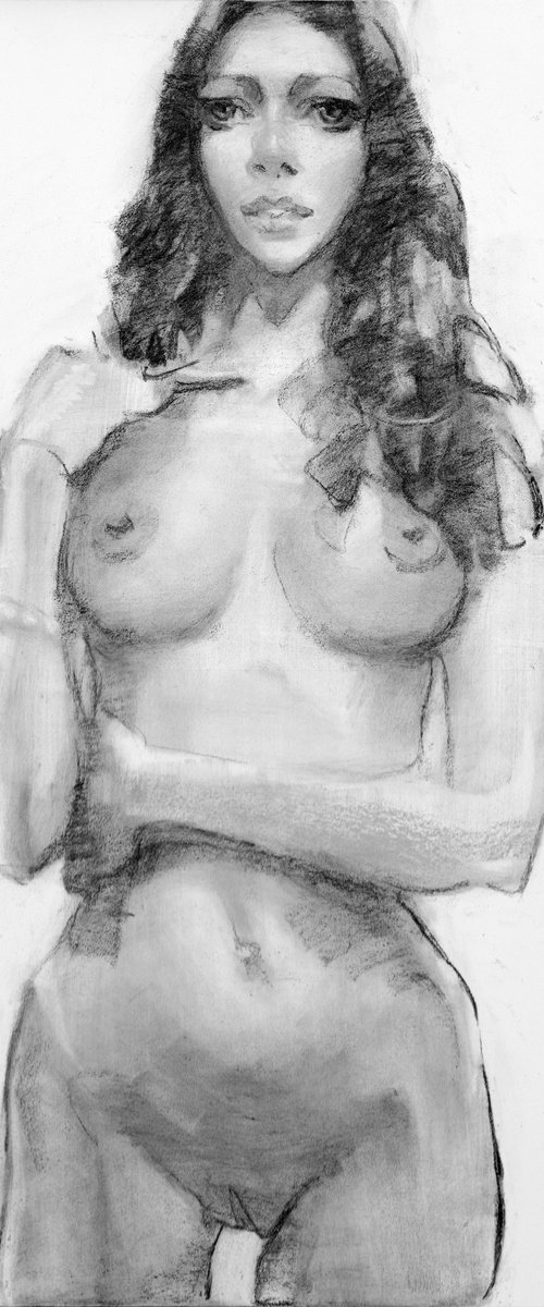 Charcoal drawing on paper "Nude" by Eugene Segal