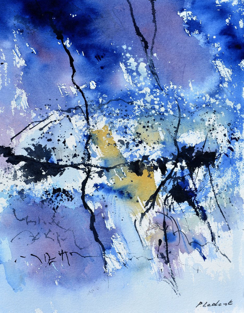 Back to blue- abstract watercolor - 3423 by Pol Henry Ledent