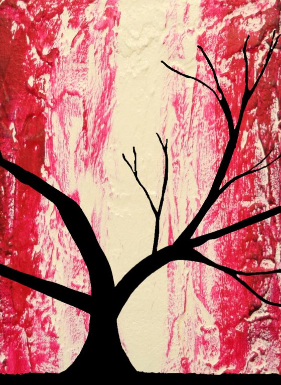 Burgundy Tree of Life artwork in acrylic alt version