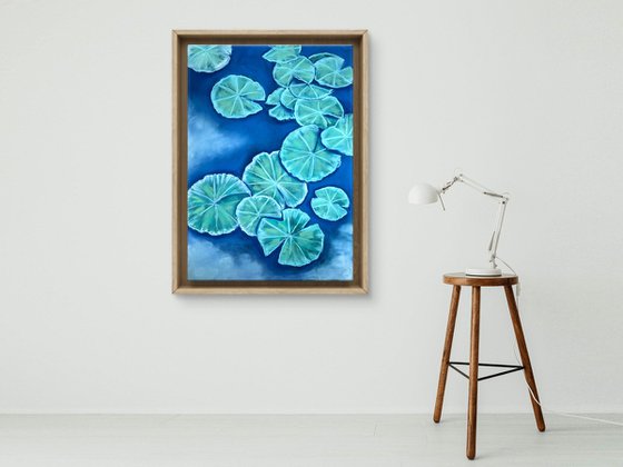 Water lilies on the water Pastel