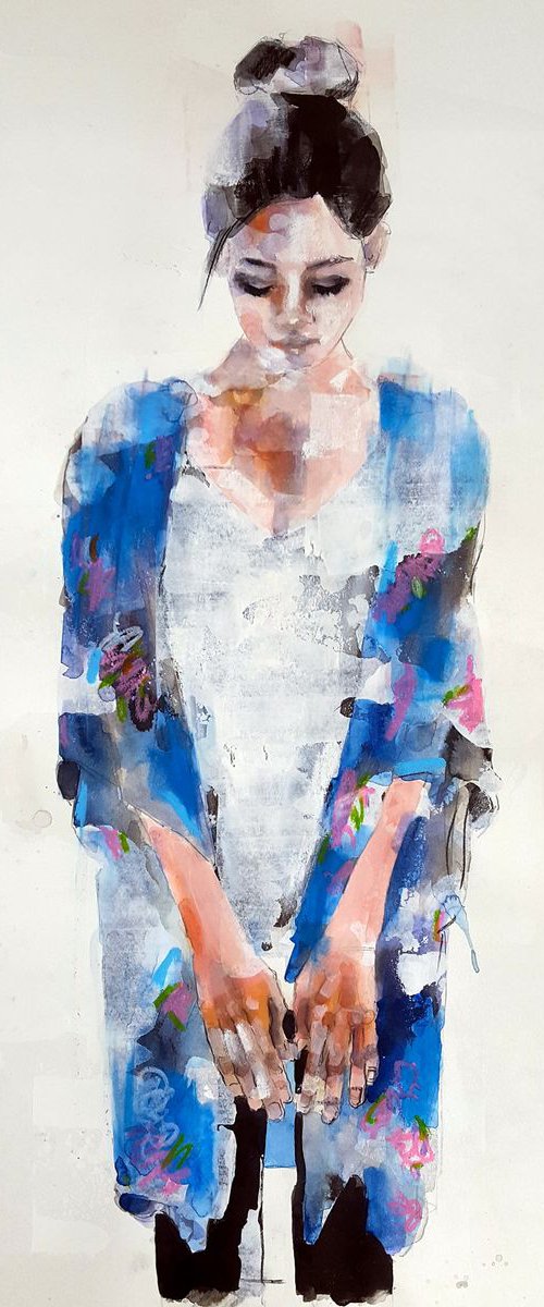 3-19-17 figure in blue kimono by Thomas Donaldson