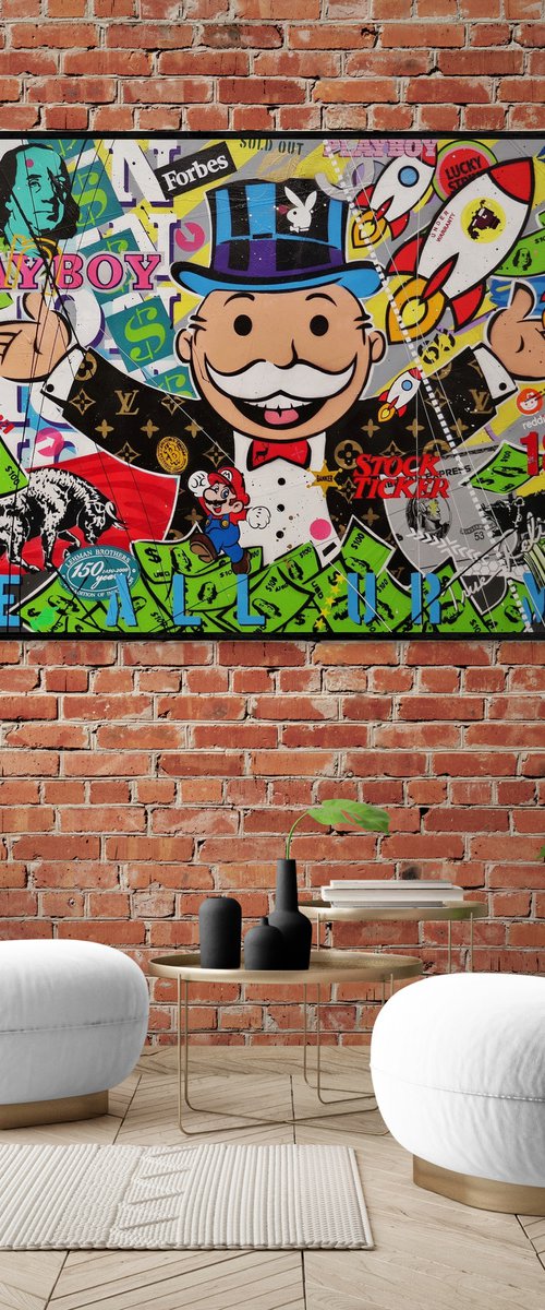 Monopoly Buy or Sell 270cm x 120cm Monopoly Man Textured Urban Pop Art by Franko