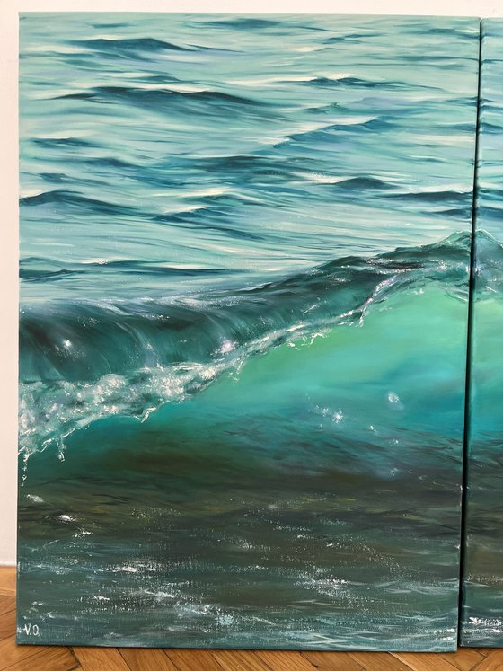 Triptych of a wave