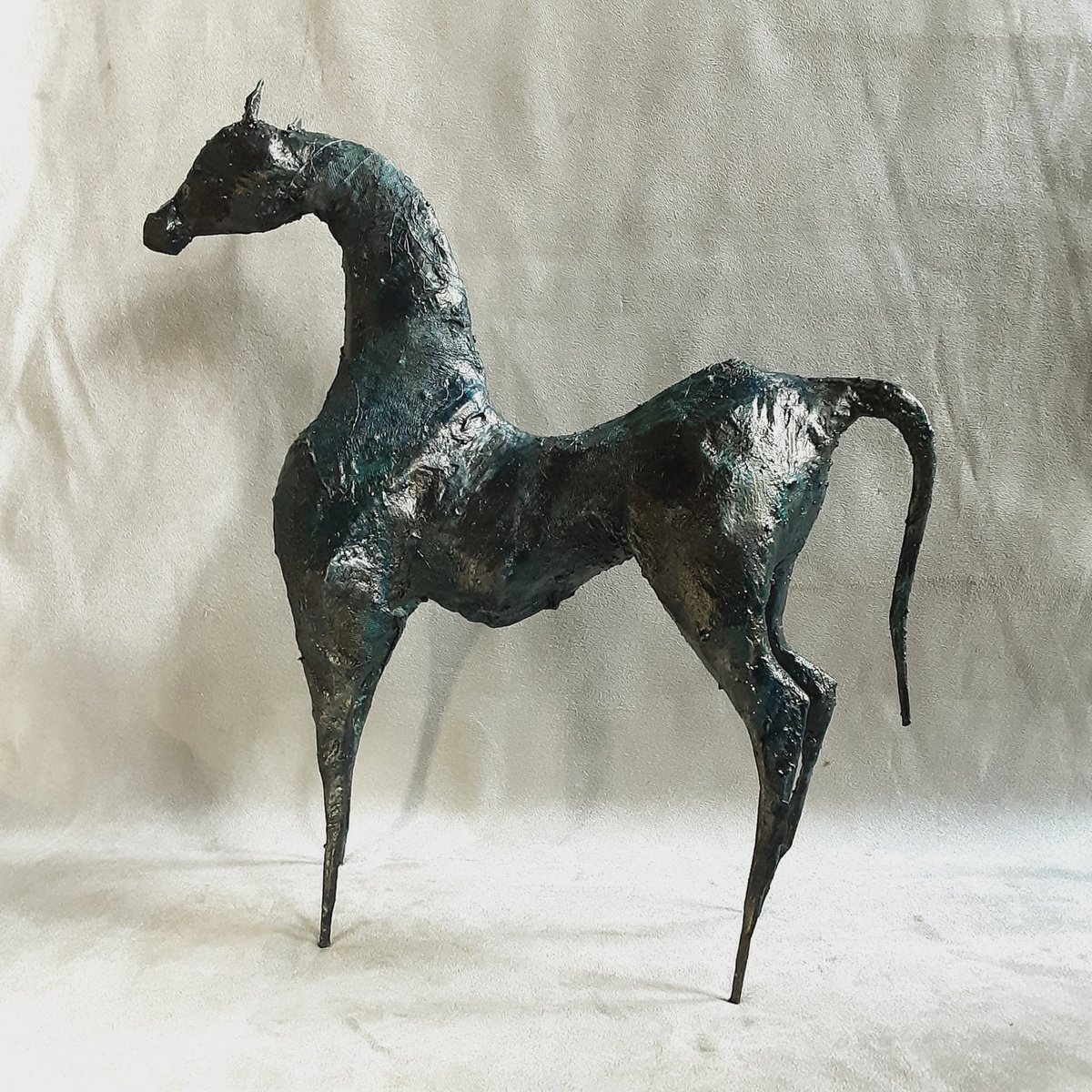Expressive Animal Sculpture By Linda Hoyle, 14 X 15", Moonshine, Original Artwork