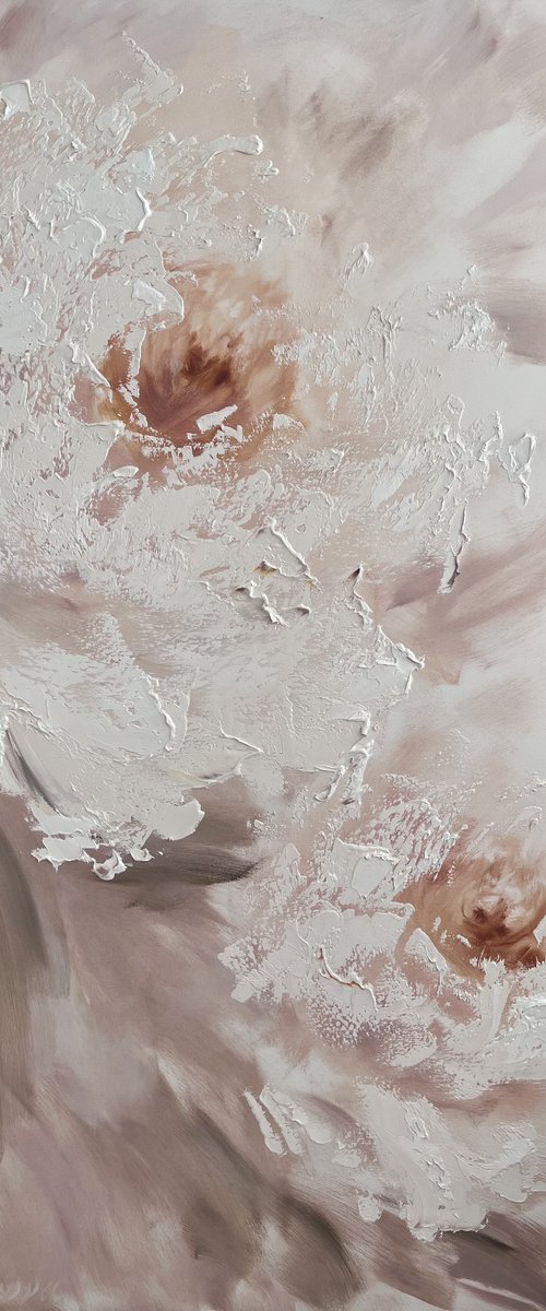 Beige modern flower painting. by Marina Skromova