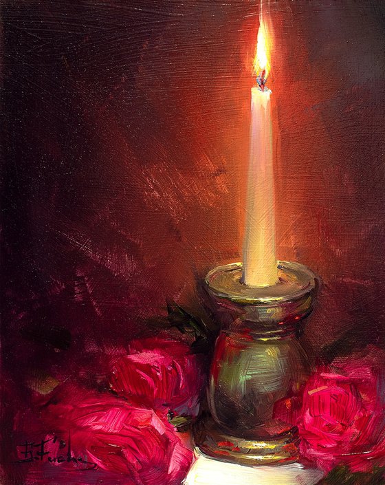 Roses and Candle