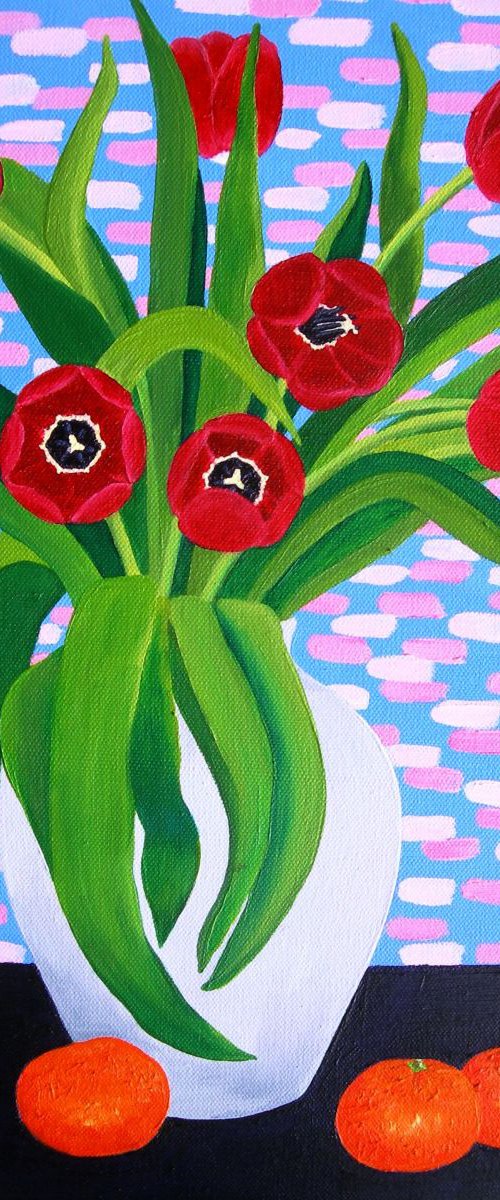 Still life with Red Tulips by Ruth Cowell