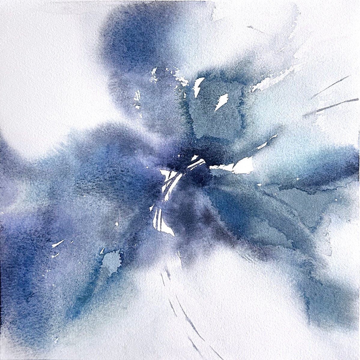 Blue abstract flower by Olga Grigo