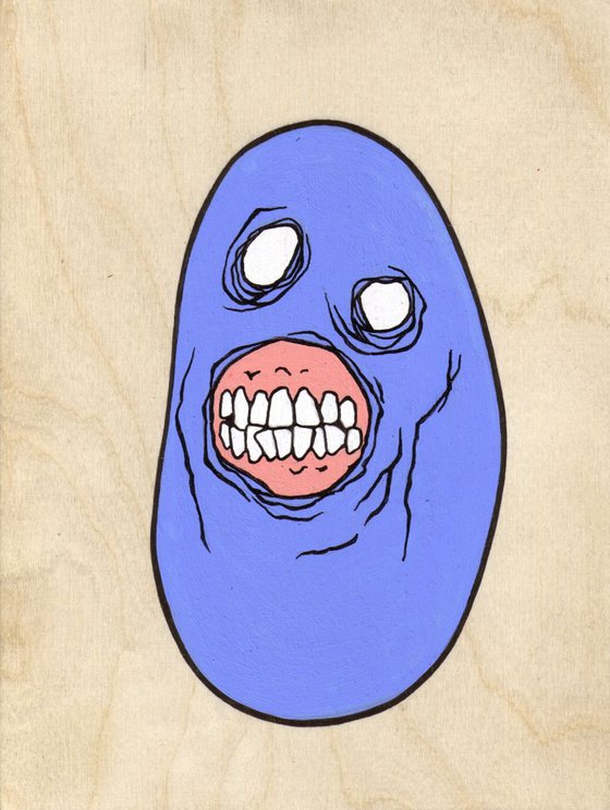 Evil Masked Zombie Pebble (blue)