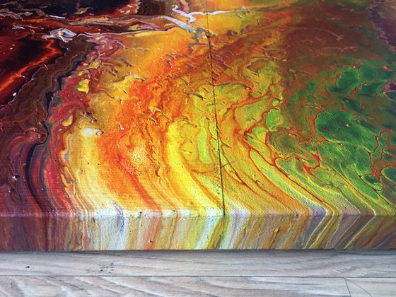 "Line In The Sand" - FREE USA SHIPPING - Original Abstract PMS Fluid Acrylic Painting - 36 x 18 inches