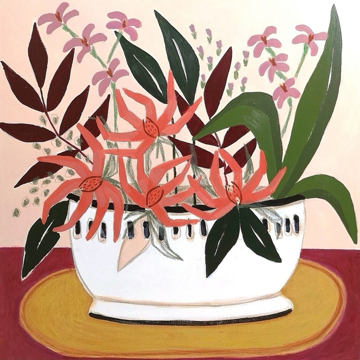 Impressionistic Still Life Acrylic Painting By Marisa Anon, 20 X 20", September Ii, Original Artwork