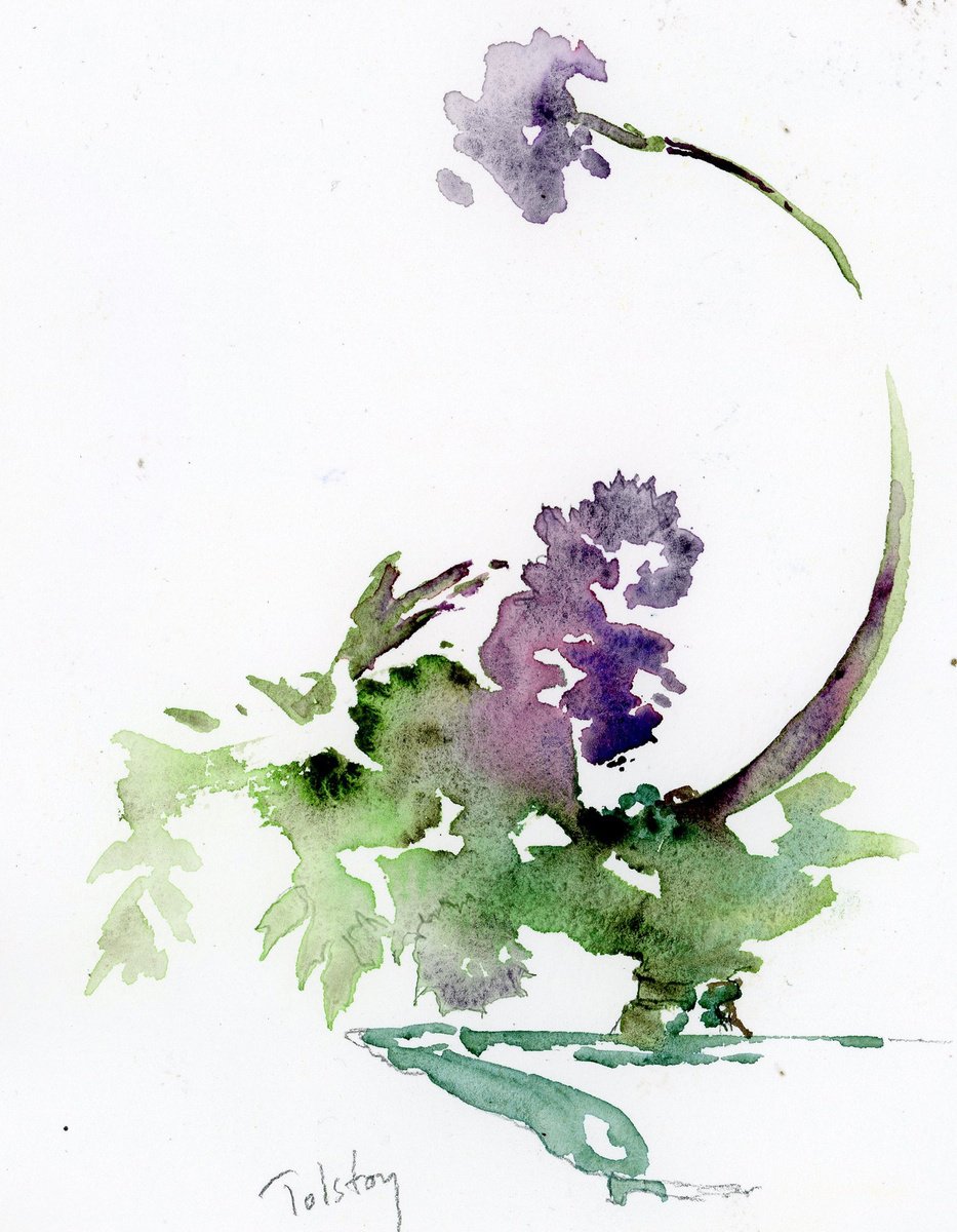 Impressionistic Botanical Watercolour By Alex Tolstoy, 10 X 14, Ikebana, Original Artwork