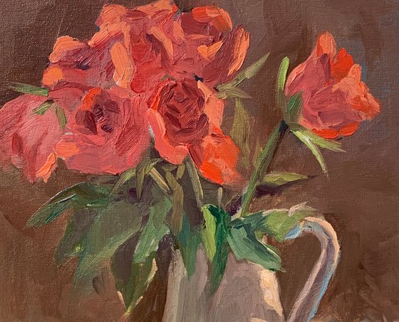 Roses in Sunlight - Floral Painting Home decor