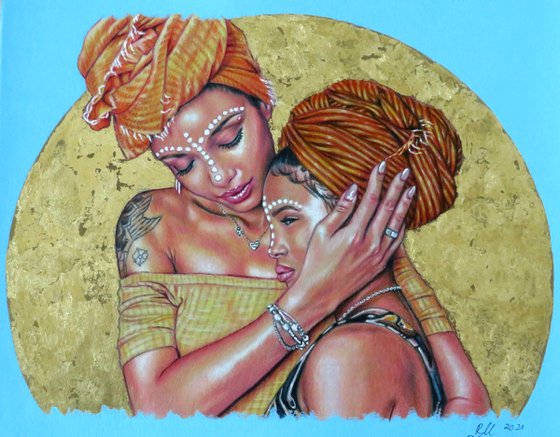 "African mother and daughter"