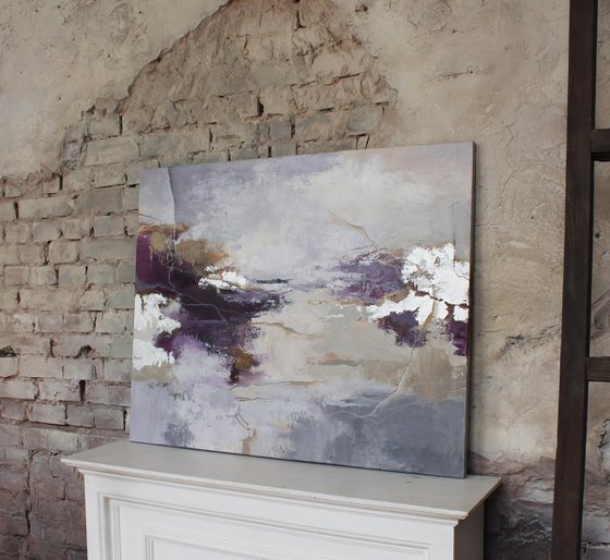 "Infinite 2" Purple gray abstract acrylic art