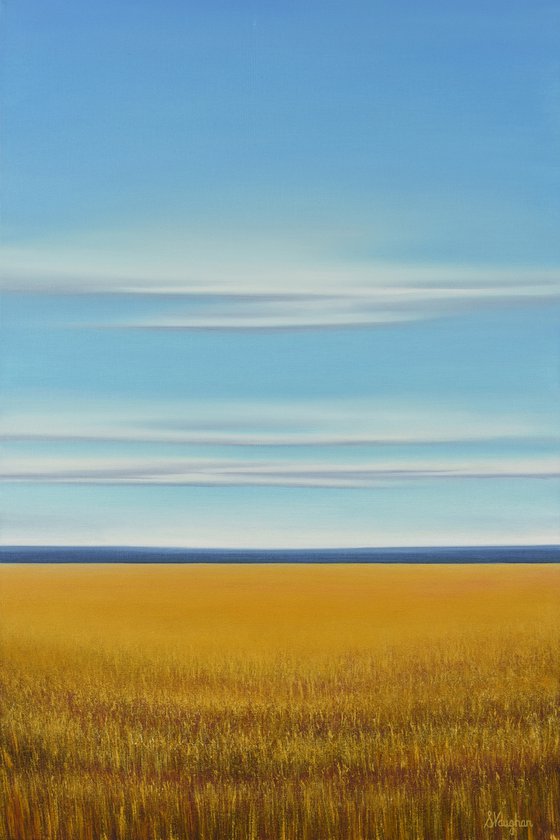 Golden Wheat Field - Blue Sky Landscape