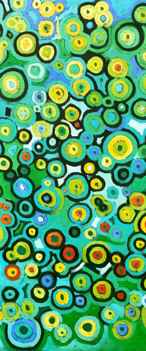 Green mosaic, abstract modern painting, abstract landscape painting by Volodymyr Smoliak