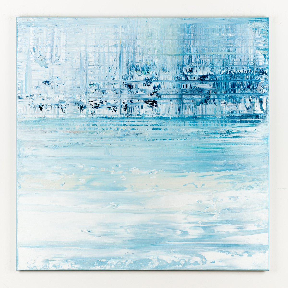 Abstract Acrylic Painting By Radek Smach, 39 X 39", Blue Lg431, Original Artwork