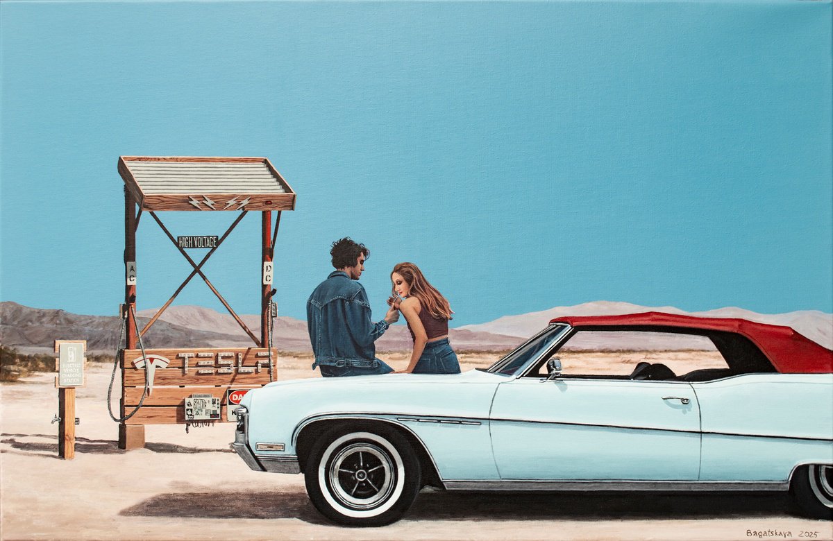 Photorealistic Portrait Acrylic Painting By Nataliya Bagatskaya, 39 X 26", Error 404: Gasoline Not Found, Original Artwork