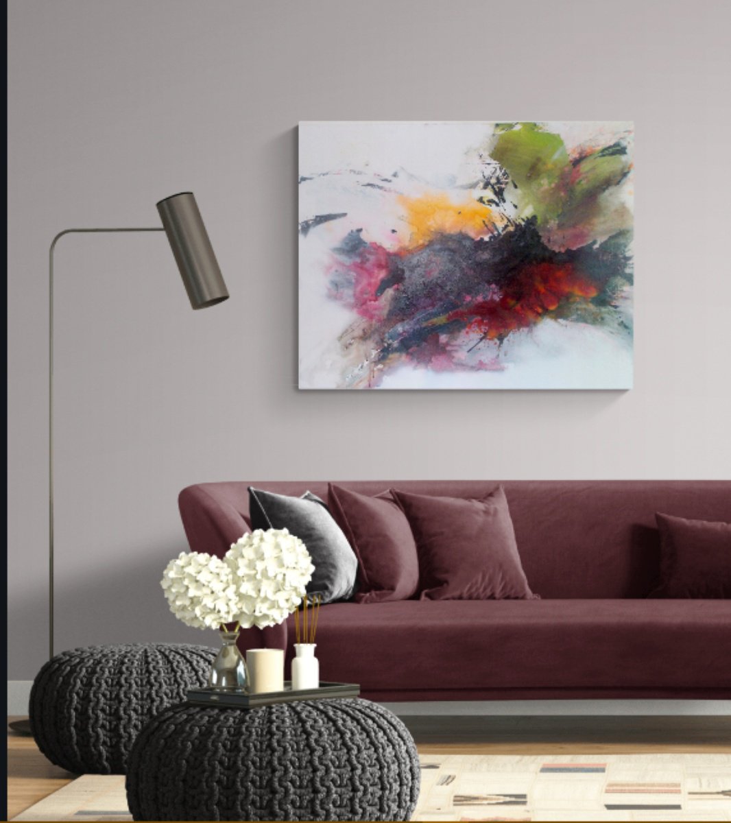 Abstract Painting By Christa Haack, 39 X 31, Colorful World 1, Original Artwork