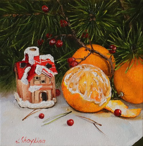Christmas painting. by Natalia Shaykina