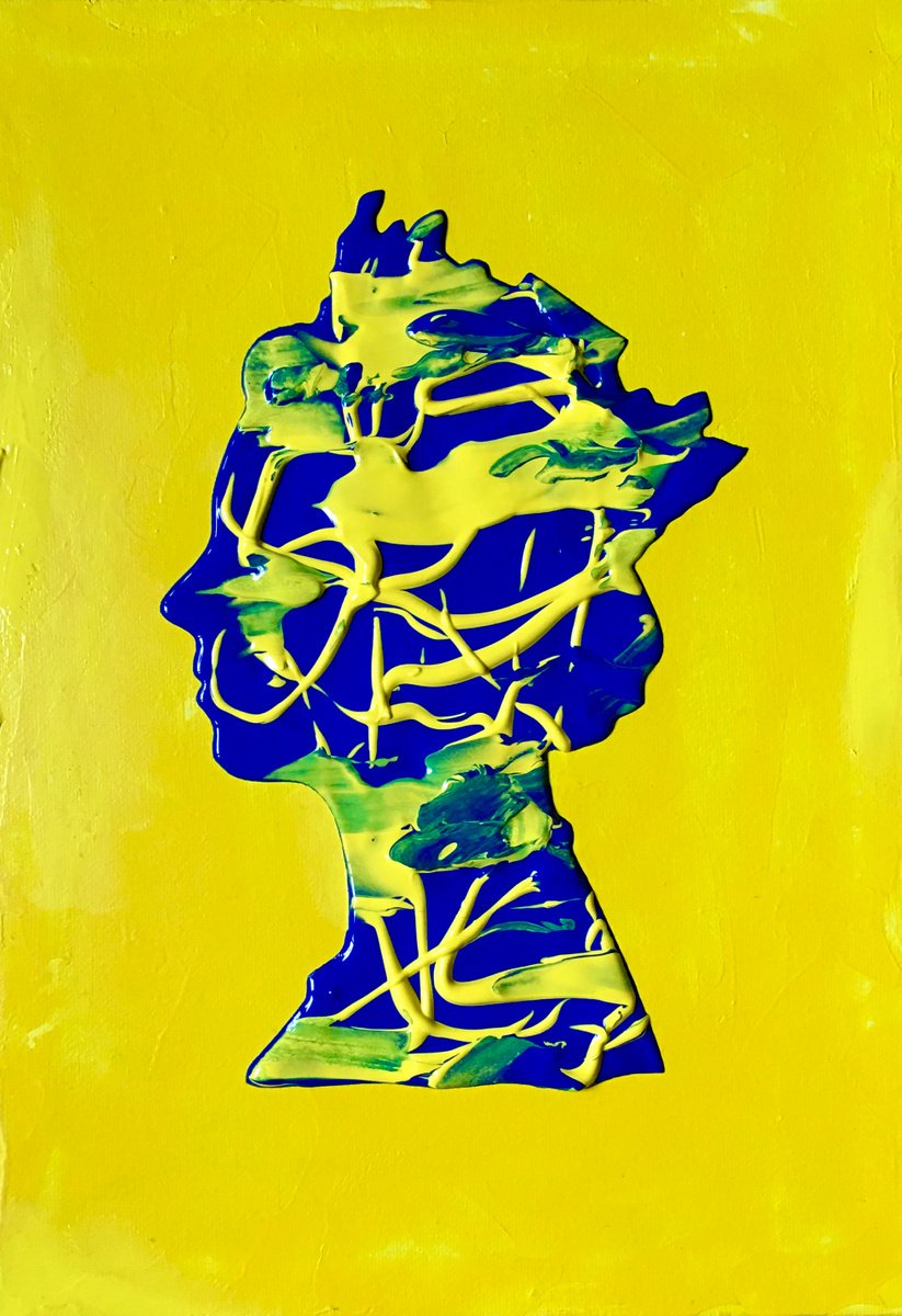 Queen 67 lemon background , inspired by Queen Elizabeth II Acrylic