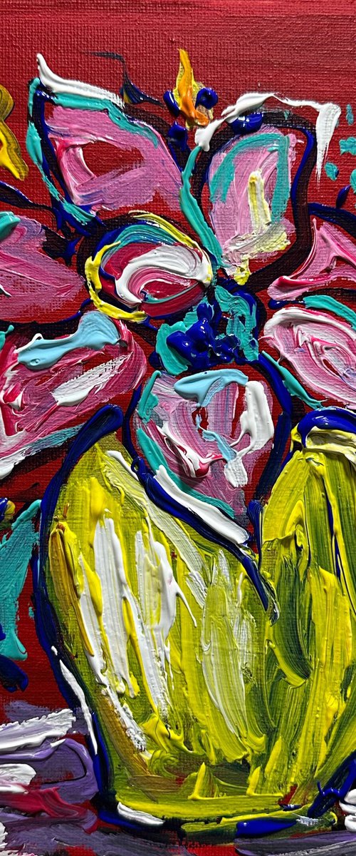 Vase and bright flowers by Oksana Fedorova