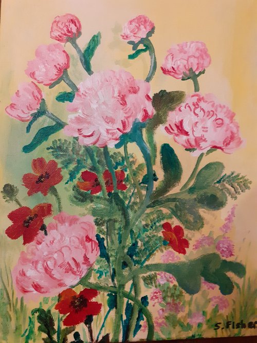pink peonies by Sandra Fisher