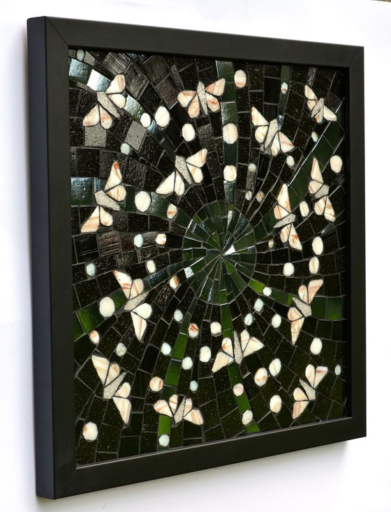 Moths on the Moon - (part 3) "New Moon" glass mosaic