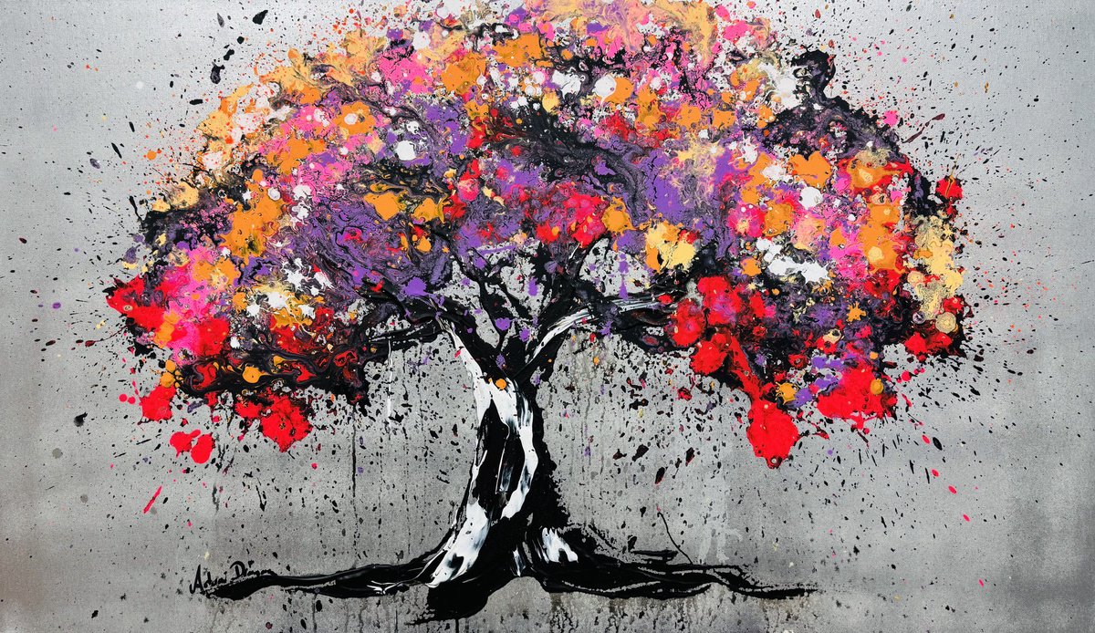 Urban And Pop Landscape Acrylic Painting By Antoni Dragan, 47 X 28, Illuminated Serenity, Original Artwork