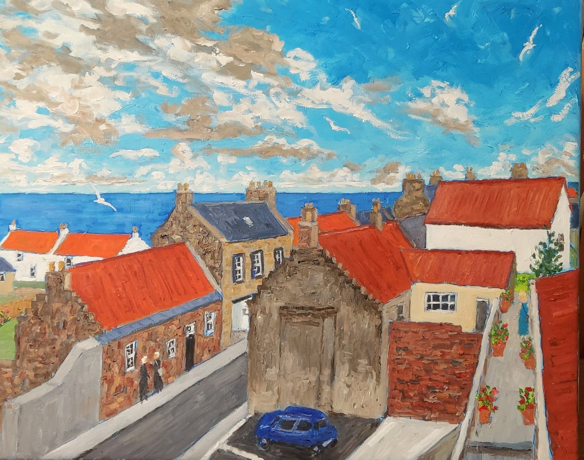 Oil Painting , Cellardyke Rooftops #2 By Colin Ross Jack, 30 X 24, Artwork For Sale On Artfinder