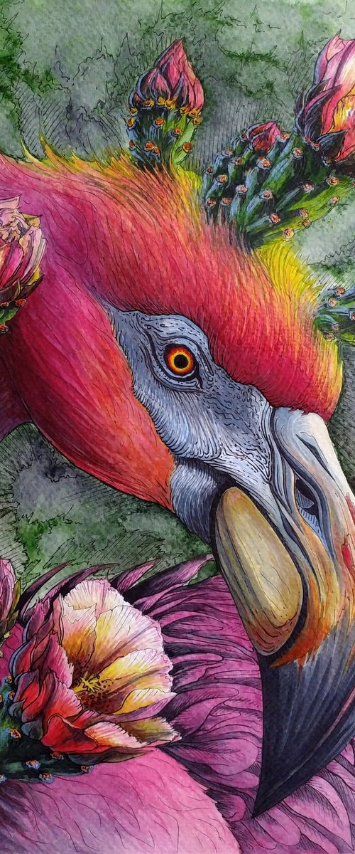 Flamingo watercolor painting by Anna Shabalova