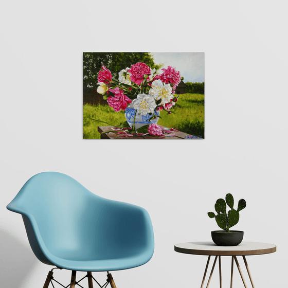 Peonies Painting Landscape