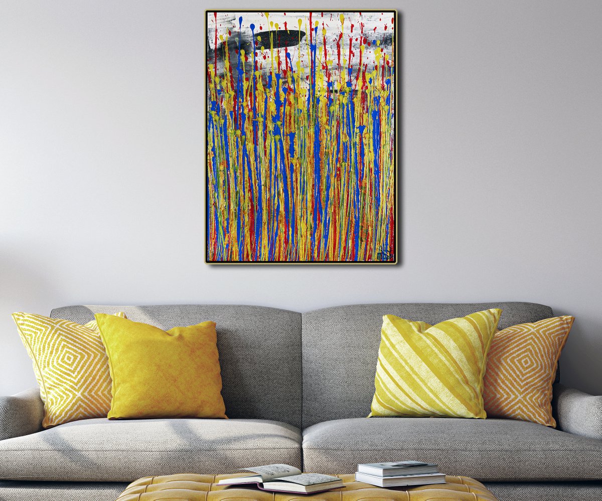 Abstract Acrylic Painting By Nestor Toro, 18 X 24", Daydream Panorama (Natures Imagery) 40, Original Artwork