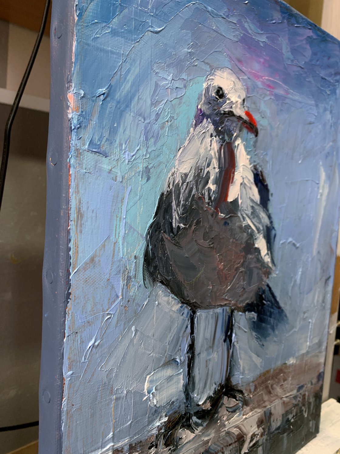 Seagull Bird. palette knife, impasto. Original oil painting. Painting by  Vita Schagen