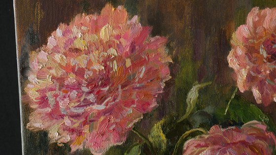 Peonies In Vase - floral still life painting