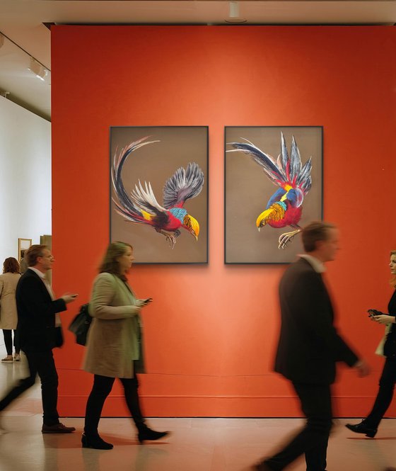 Set of 2 Golden phaesant