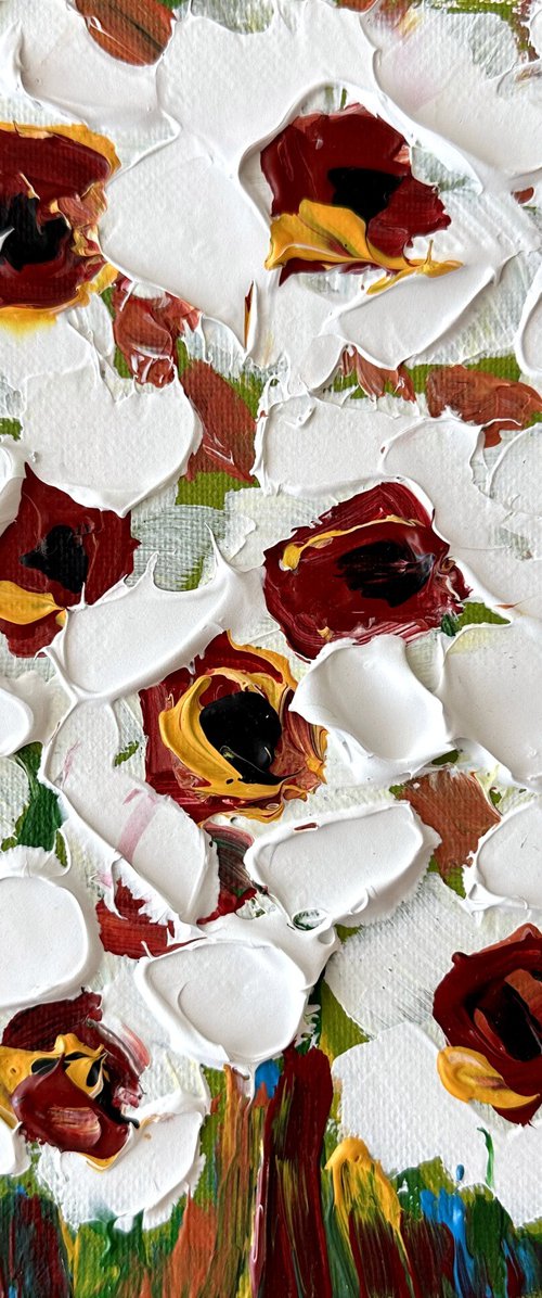 White flowers acrylic by Oksana Fedorova