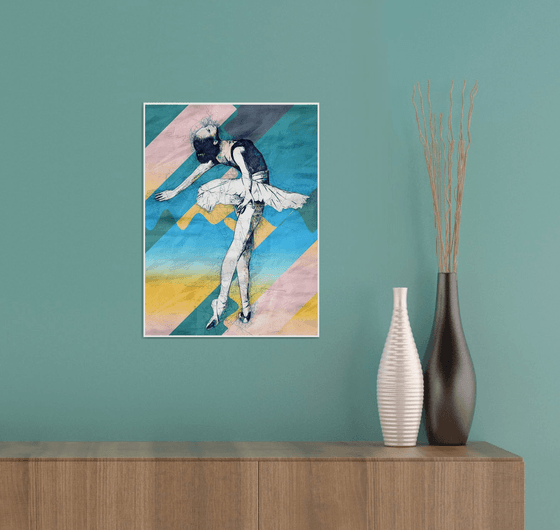 Ballerina In The Sun - Pop Art Modern Poster Stylised Art