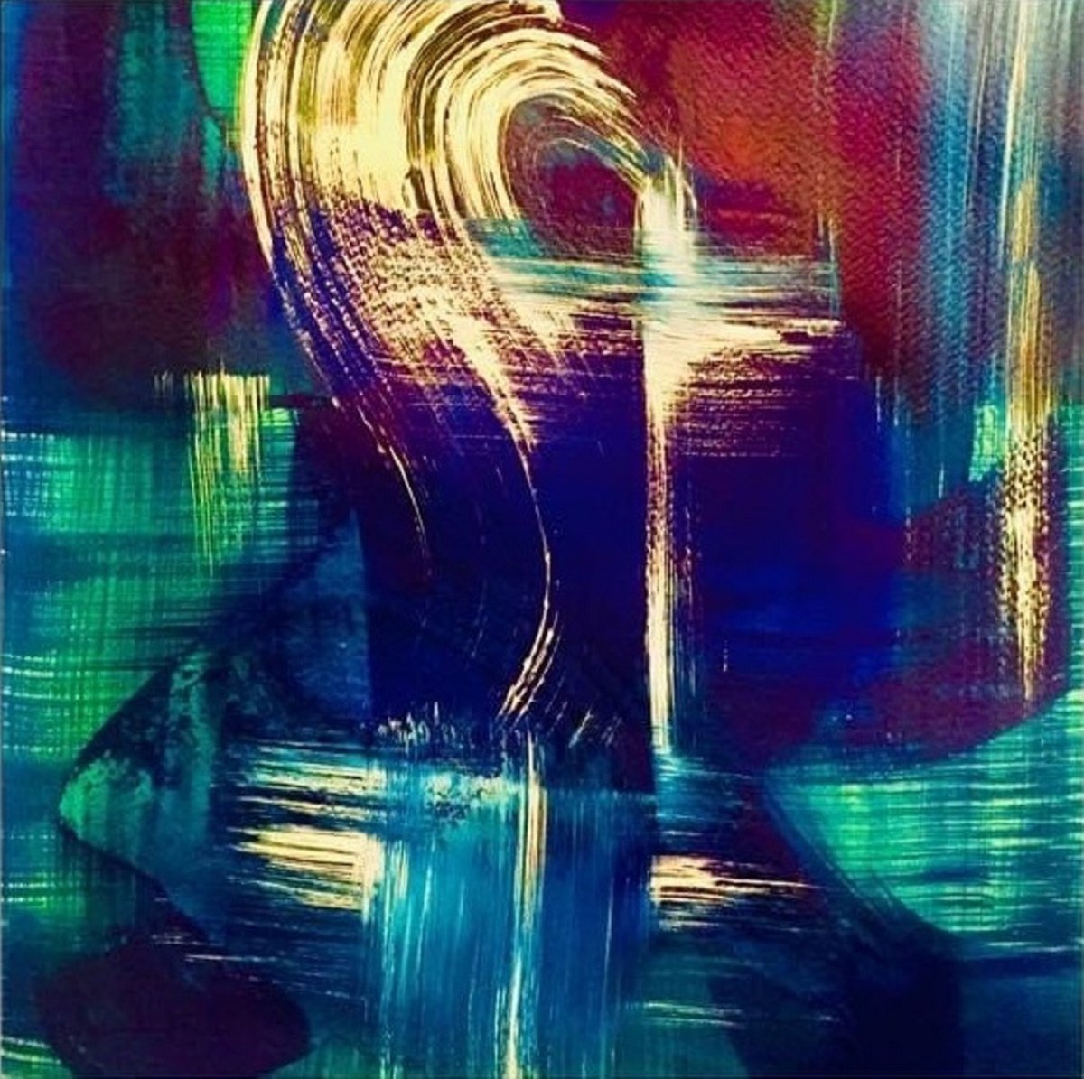 Expressive Abstract Giclee Print By Shabs Beigh, 24 X 24", The Spartan, Original Artwork