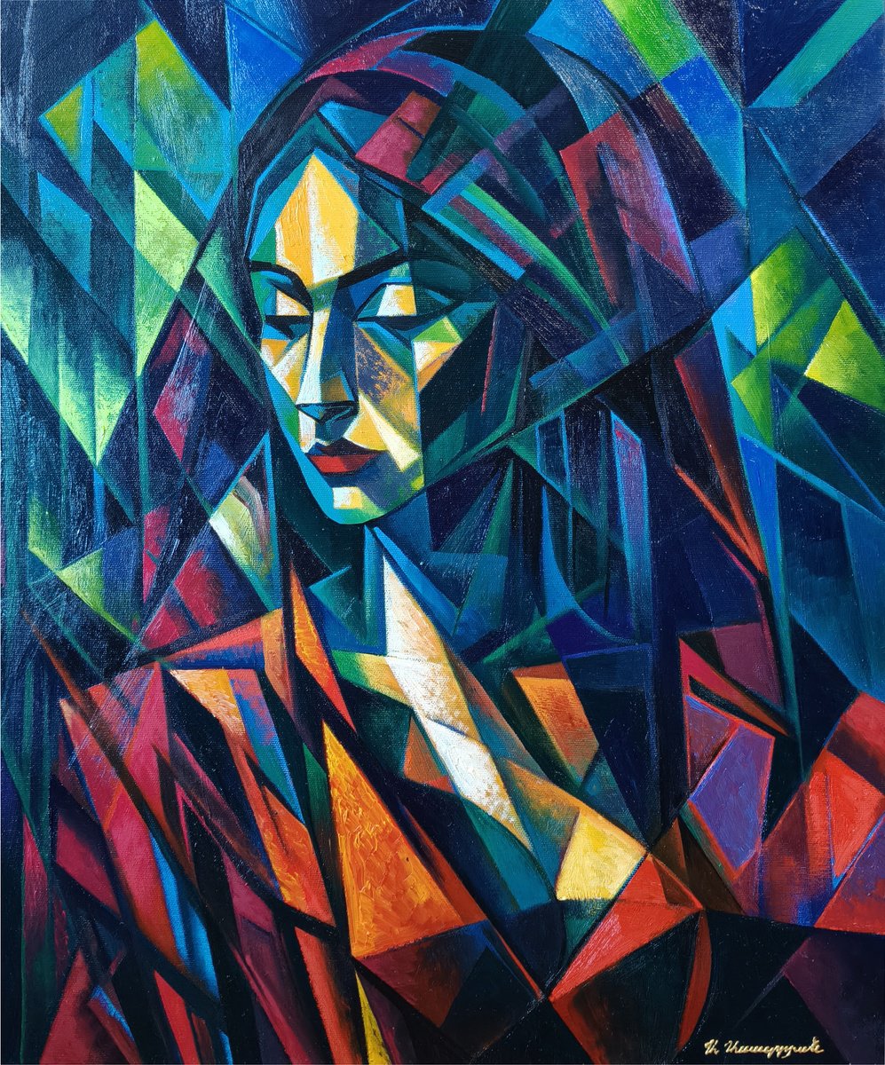 Geometric Oil Painting , Penelope By Artrun Asatrian, 20 X 24, Artwork For Sale On Artfinder