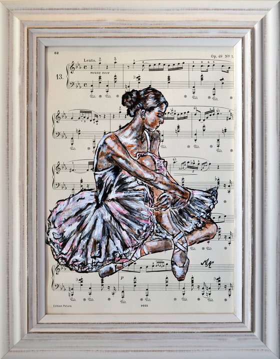 Framed Ballerina XIX -Vintage Music Page, GIFT idea