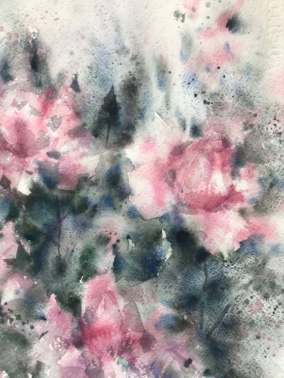 Pink roses 2.  one of a kind, original watercolour