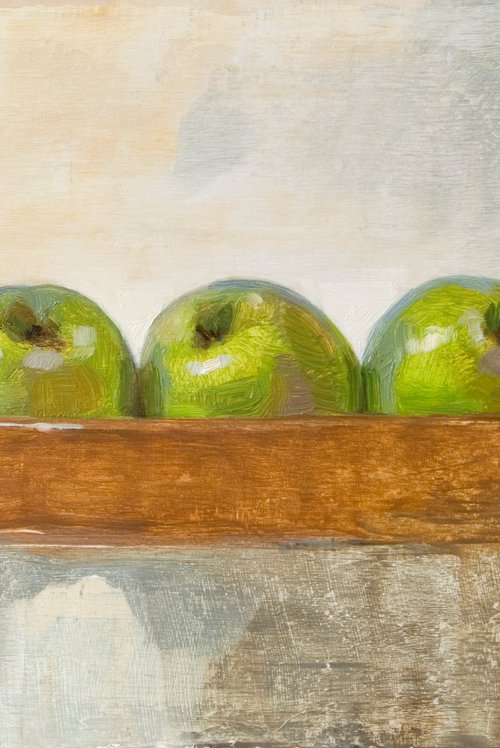 3 green apples on white by Olivier Payeur