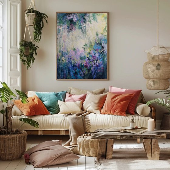 Lilac Waterfall. Abstract Floral Landscape