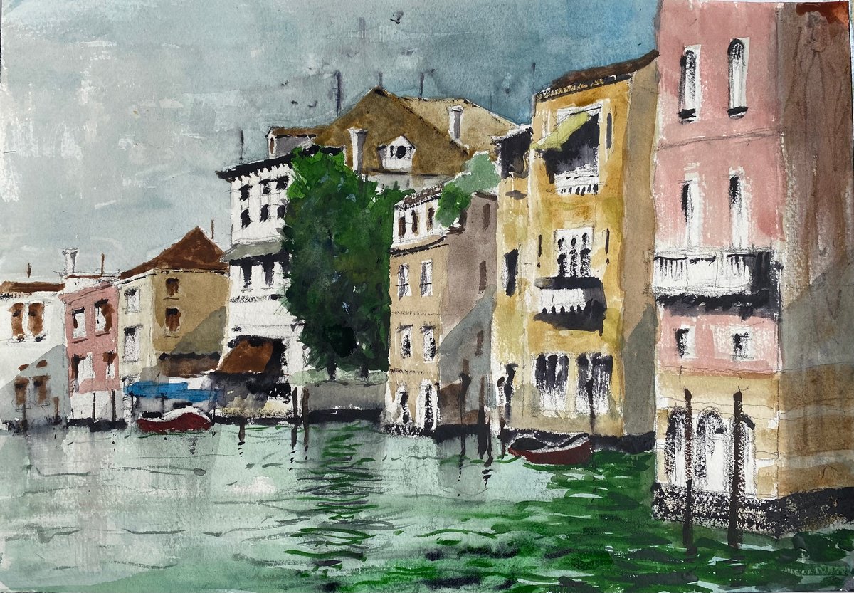 Impressionistic Watercolour , Venice- Storm-.. By Paul Mitchell, 14 X 10, Artwork For Sale On Artfinder